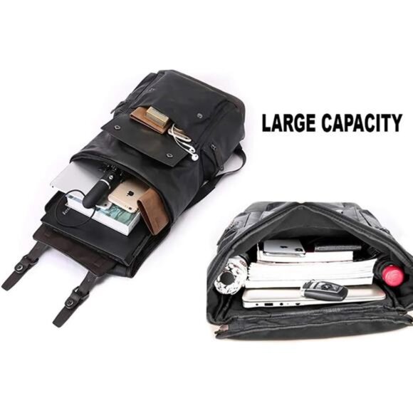 PU Leather Laptop Backpack,Vintage Travel Rucksack for College,Large main image 7